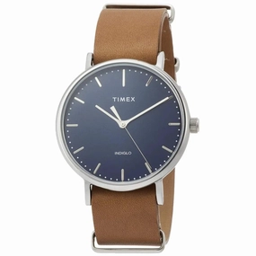 Timex Men's Watch - Weekender Fairfield Blue Dial Brown Leather Strap | TW2P97800VQ