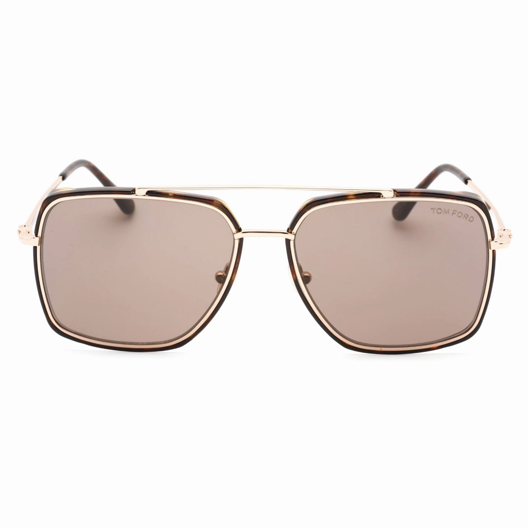 Tom Ford Men's Sunglasses - Dark Havana/Rose Gold Metal Pilot Frame | FT0750 52J