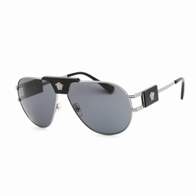 Versace Men's Sunglasses - Gunmetal Aviator Frame Dark Grey Lens | 0VE2252 100187
