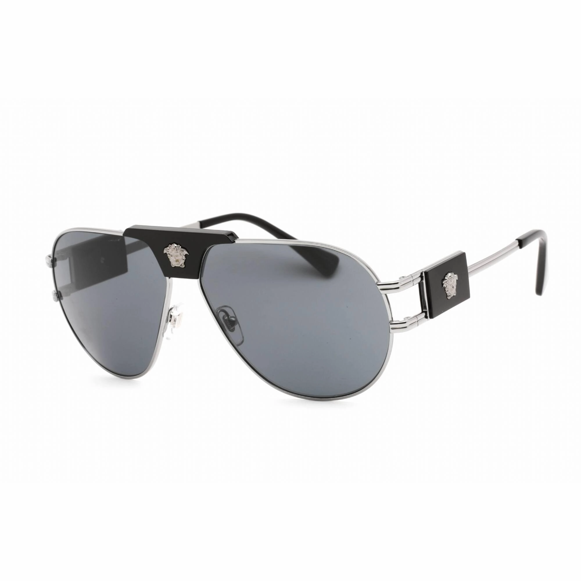 Versace Men's Sunglasses - Gunmetal Aviator Frame Dark Grey Lens | 0VE2252 100187