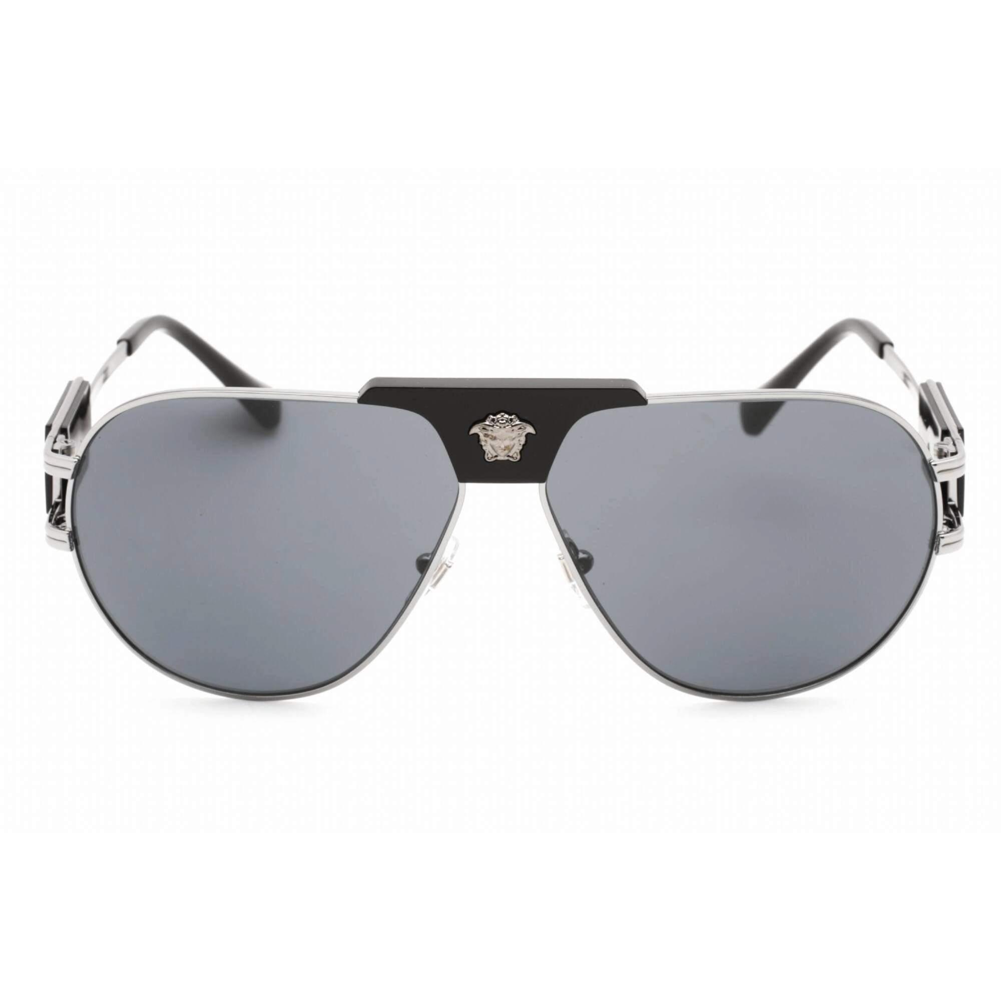 Versace Men's Sunglasses - Gunmetal Aviator Frame Dark Grey Lens | 0VE2252 100187