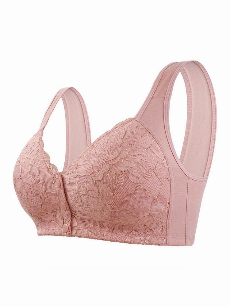 Women's Lace Wireless Tank Top Front Button Bra
