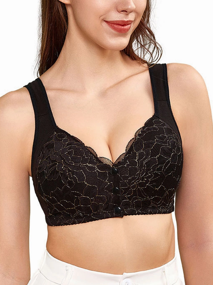 Women's Lace Wireless Tank Top Front Button Bra
