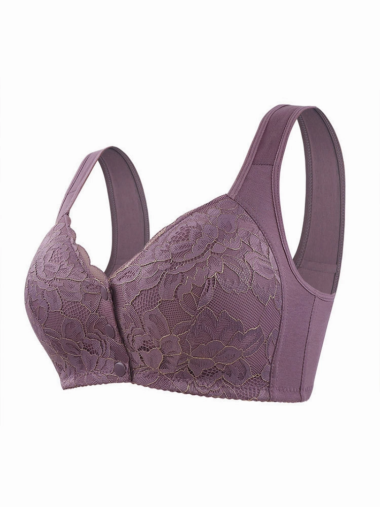 Women's Lace Wireless Tank Top Front Button Bra