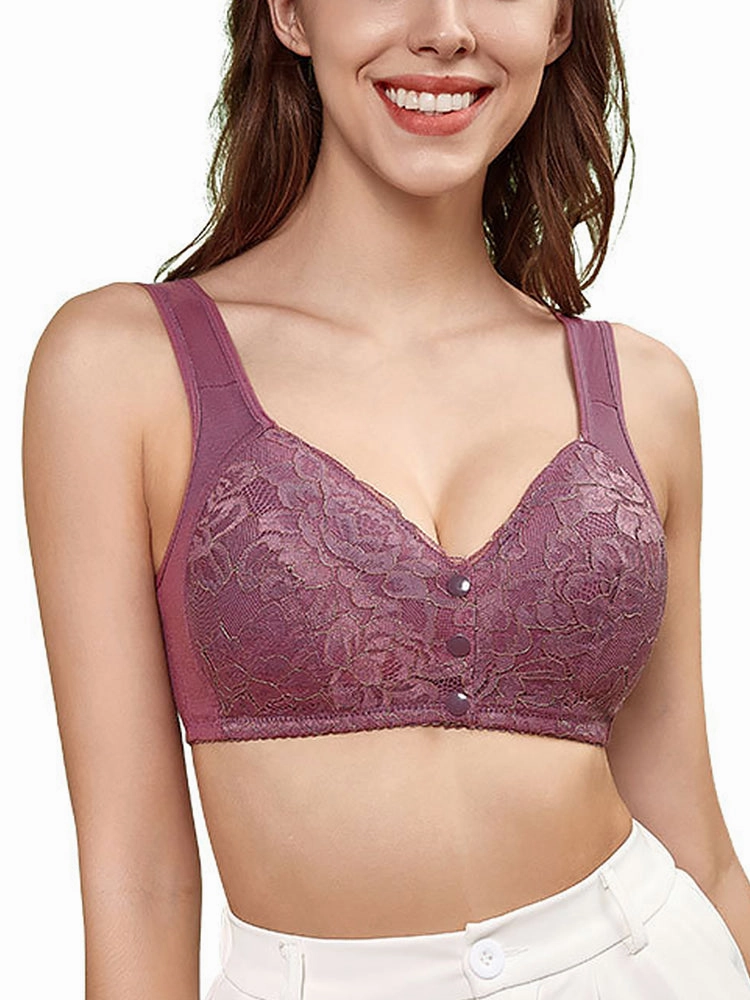 Women's Lace Wireless Tank Top Front Button Bra
