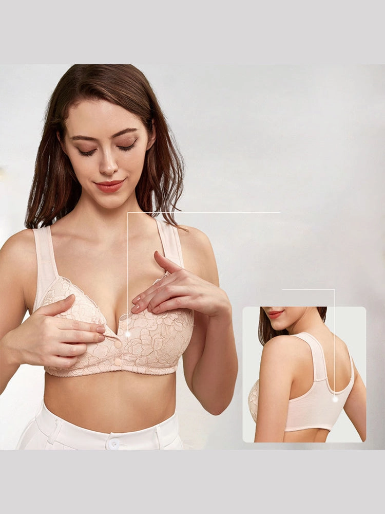 Women's Lace Wireless Tank Top Front Button Bra