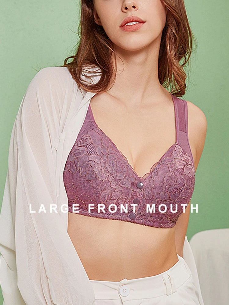 Women's Lace Wireless Tank Top Front Button Bra