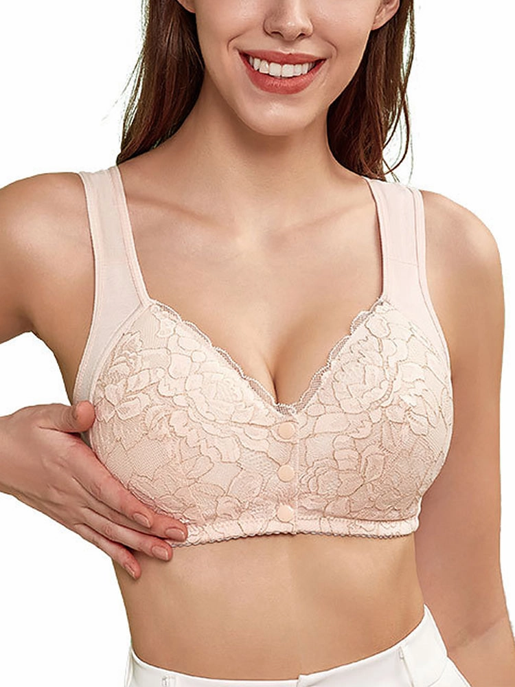 Women's Lace Wireless Tank Top Front Button Bra