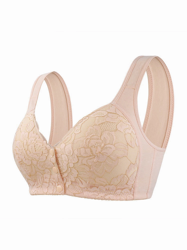 Women's Lace Wireless Tank Top Front Button Bra