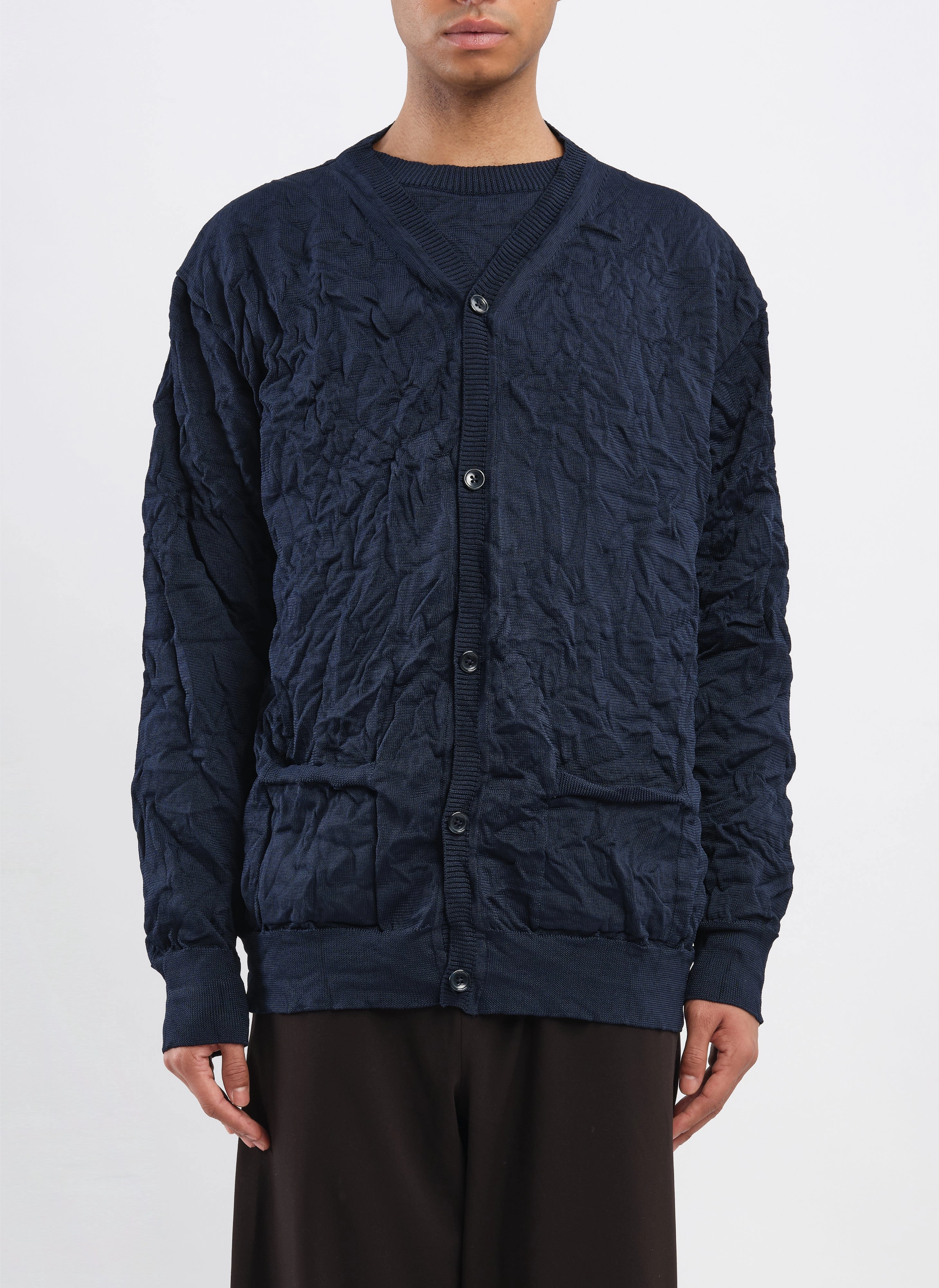 Wrinkle Polyester Dry Knit Cardigan