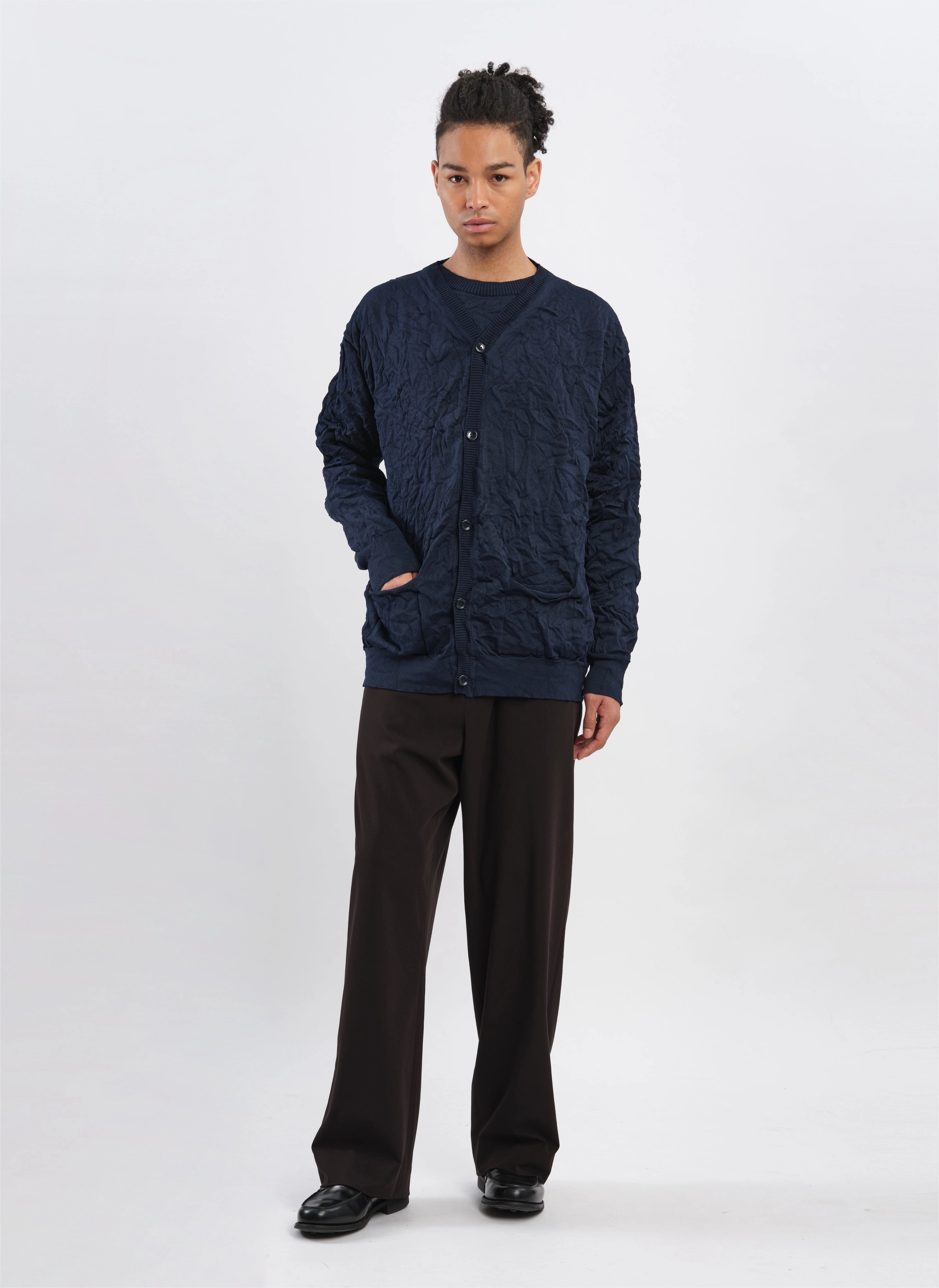 Wrinkle Polyester Dry Knit Cardigan