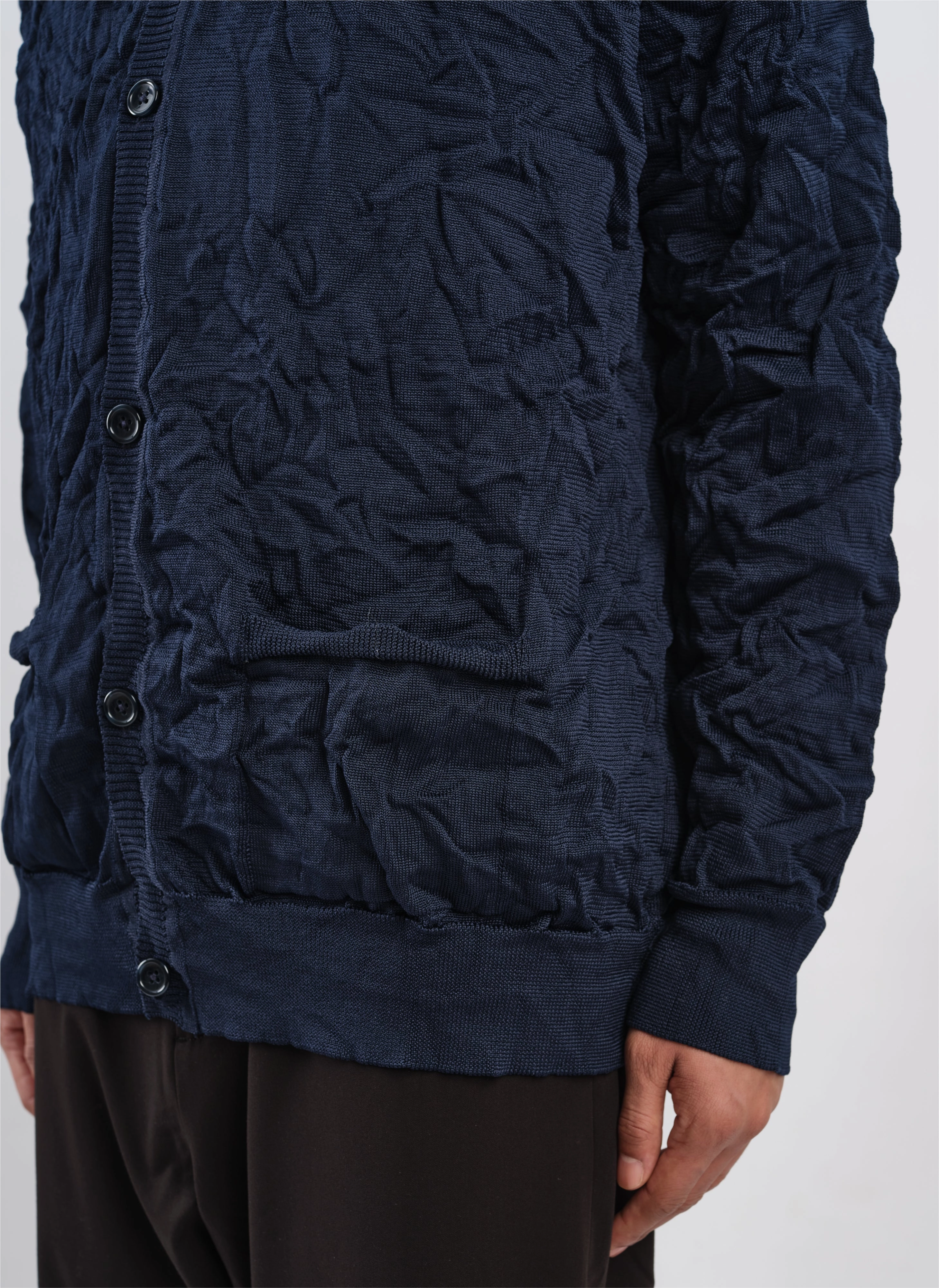 Wrinkle Polyester Dry Knit Cardigan